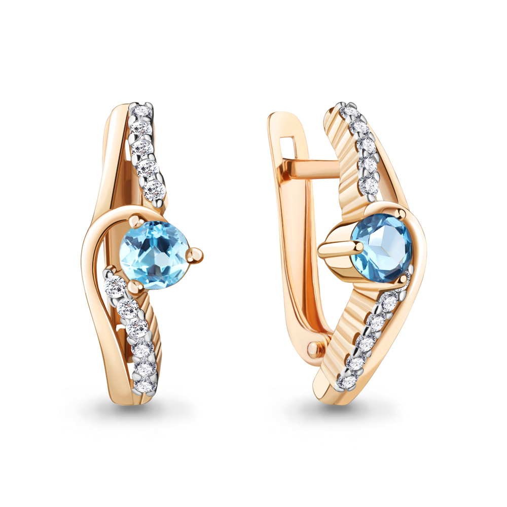 

Серьги из серебра с топазом\фианитом Aquamarine Aquamarine 4781705А_925_з, 4781705А_925_з