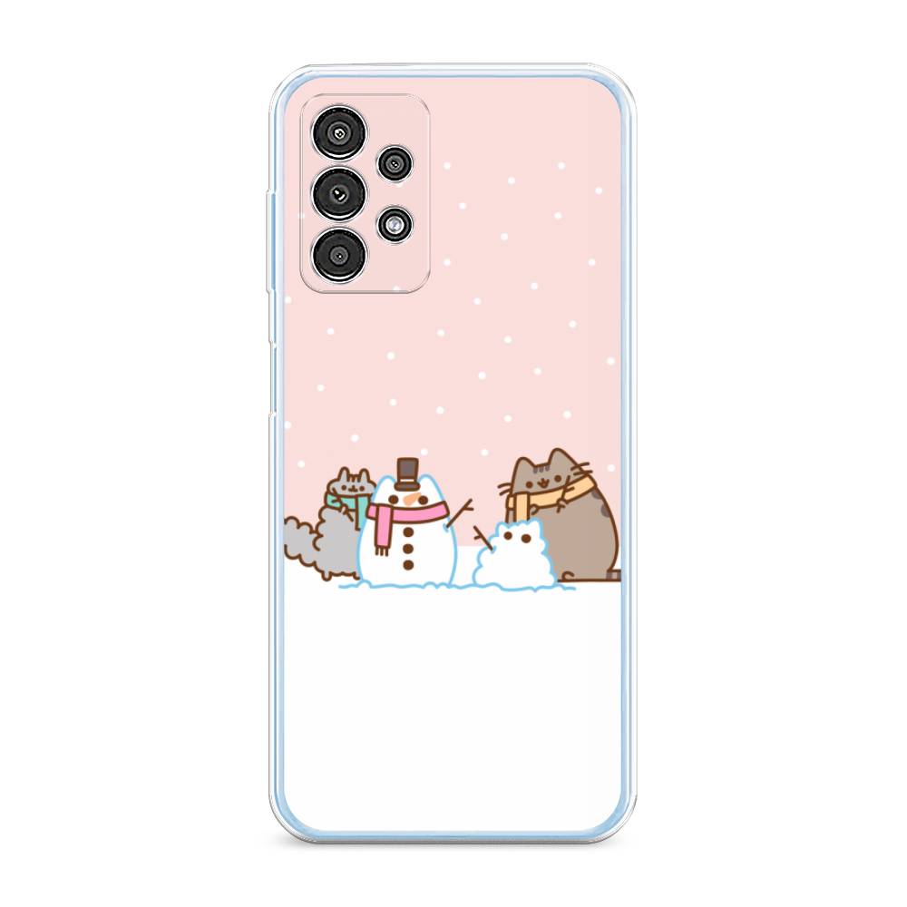 

Чехол на Samsung Galaxy A13 4G "Котики в снегу", Розовый;белый;серый, 2104850-5