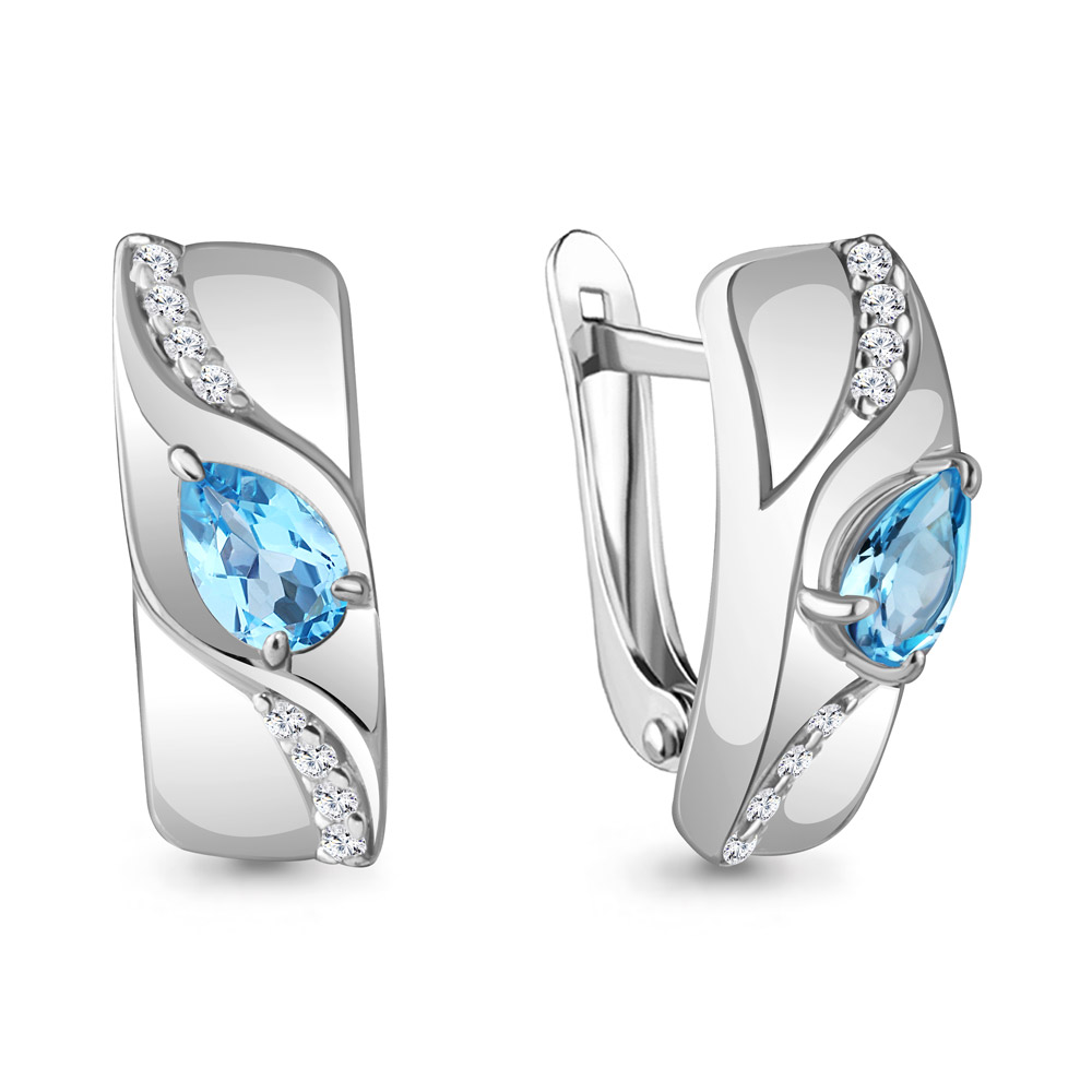 

Серьги из серебра с топазом\фианитом Aquamarine Aquamarine 4781305А_925_р, 4781305А_925_р