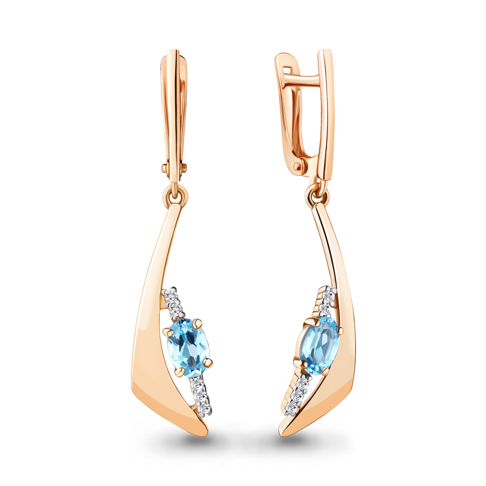 

Серьги из серебра с топазом\фианитом Aquamarine Aquamarine 4781205А_925_з, 4781205А_925_з