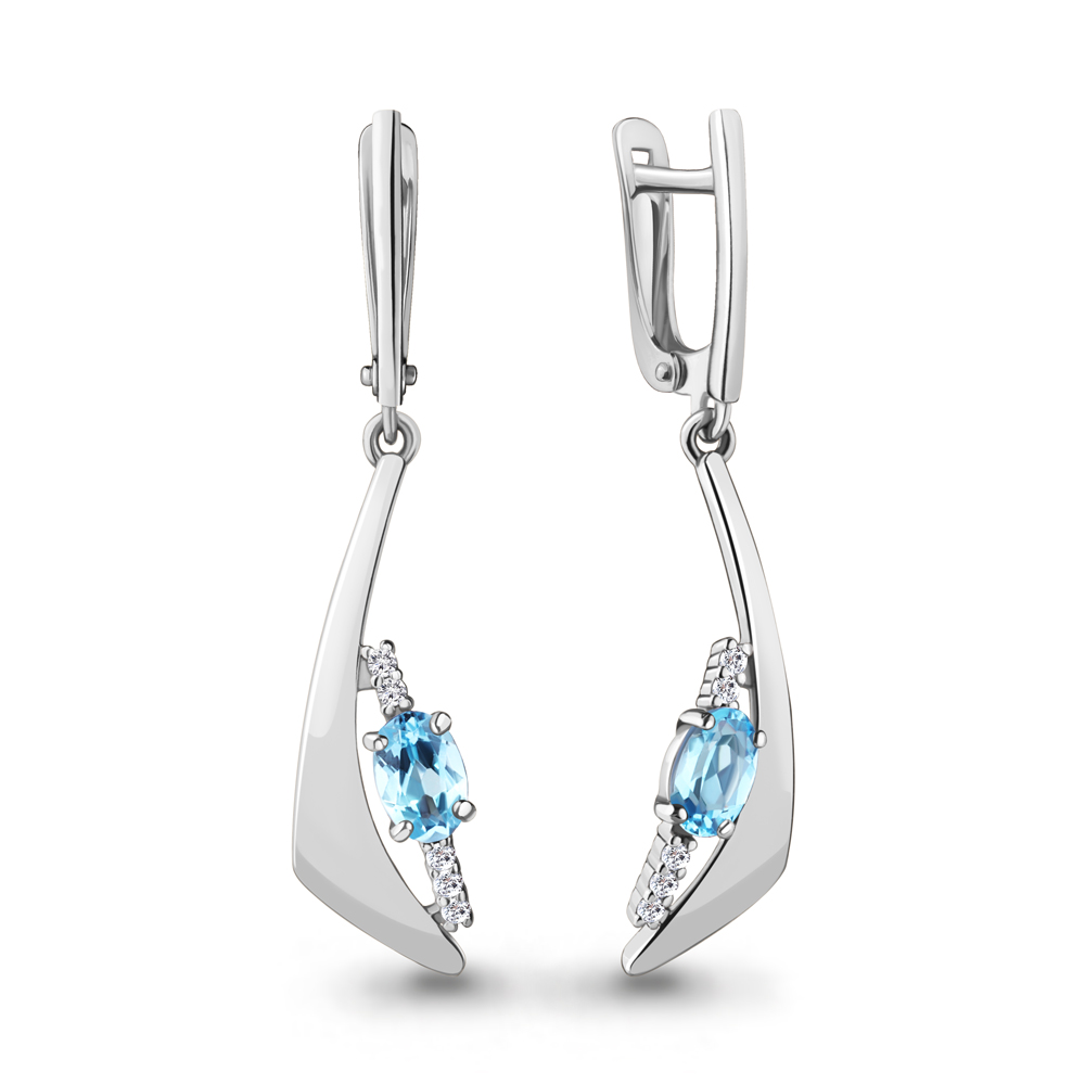 

Серьги из серебра с топазом\фианитом Aquamarine Aquamarine 4781205А_925_р, 4781205А_925_р