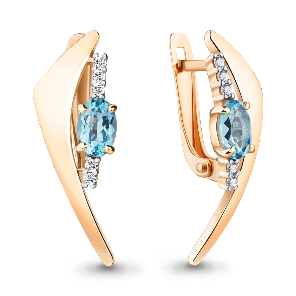 

Серьги из серебра с топазом\фианитом Aquamarine Aquamarine 4781105А_925_з, 4781105А_925_з