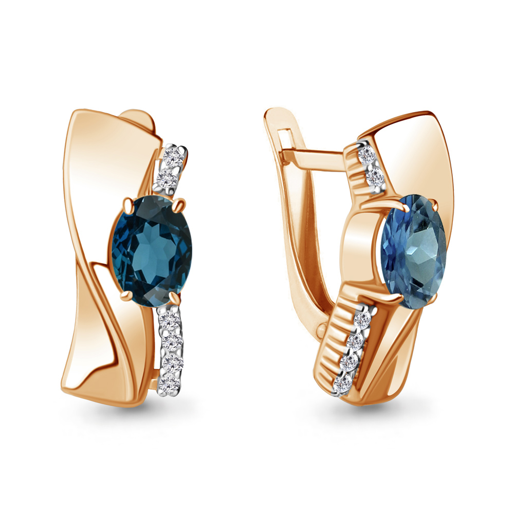 

Серьги из серебра с топазом\фианитом Aquamarine Aquamarine 4780708А_925_з, 4780708А_925_з