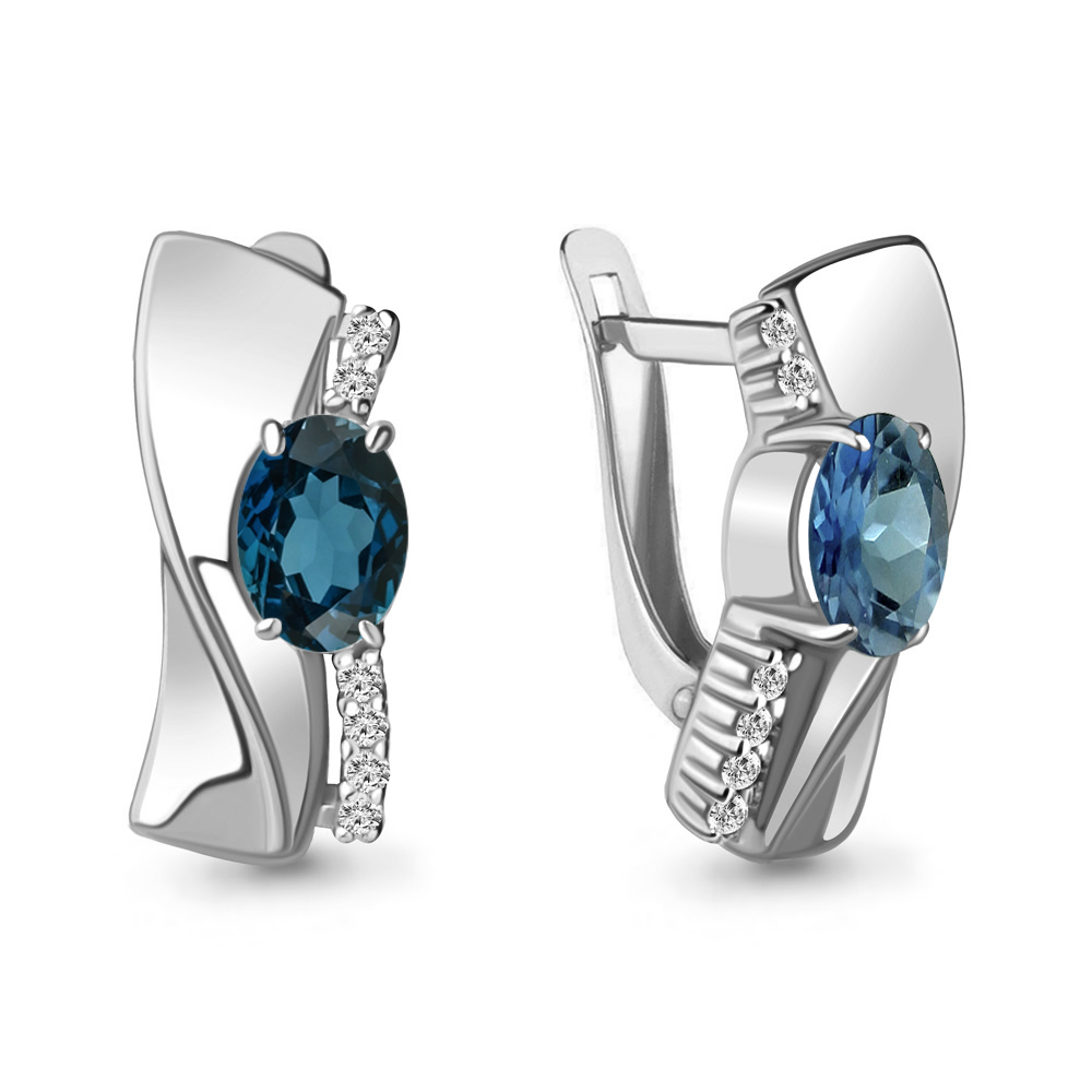 

Серьги из серебра с топазом\фианитом Aquamarine Aquamarine 4780708А_925_р, 4780708А_925_р