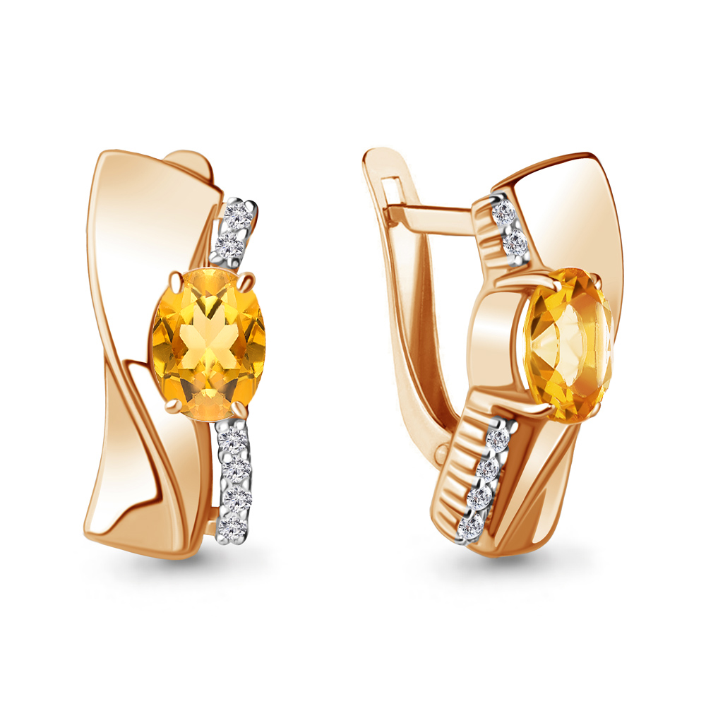 

Серьги из серебра с цитрином\фианитом Aquamarine Aquamarine 4780706А_925_з, 4780706А_925_з