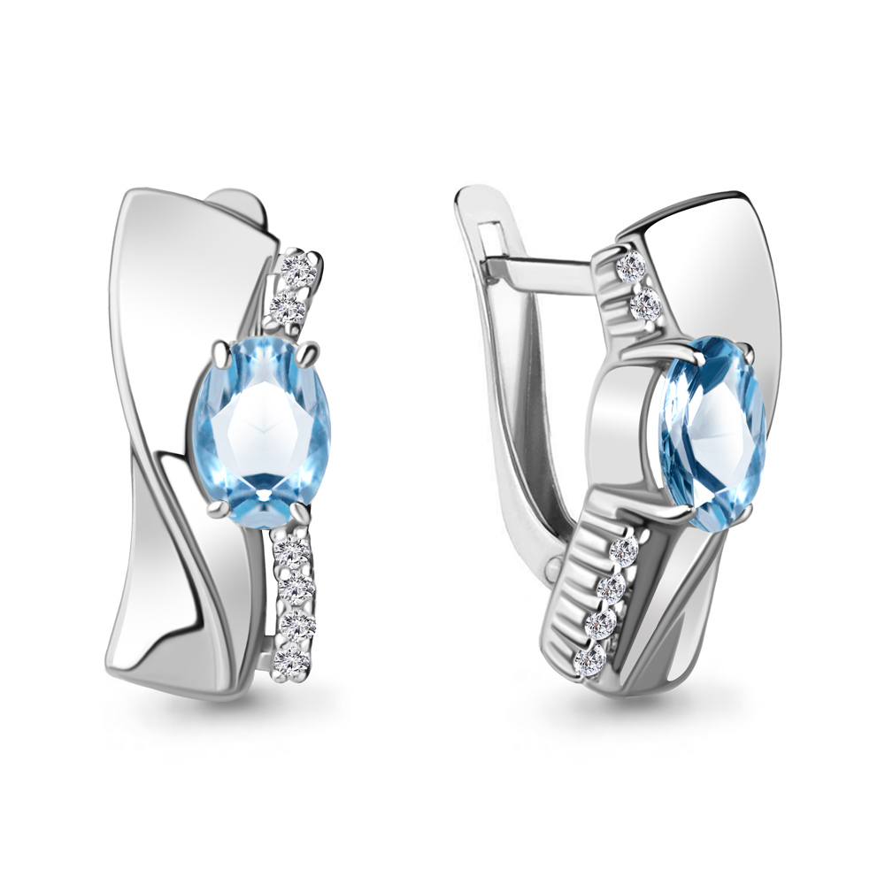

Серьги из серебра с топазом\фианитом Aquamarine Aquamarine 4780705А_925_р, 4780705А_925_р