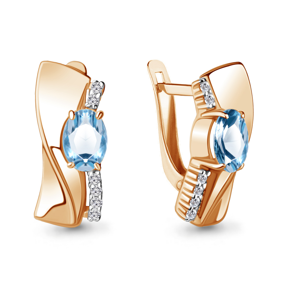 

Серьги из серебра с топазом\фианитом Aquamarine Aquamarine 4780705А_925_з, 4780705А_925_з