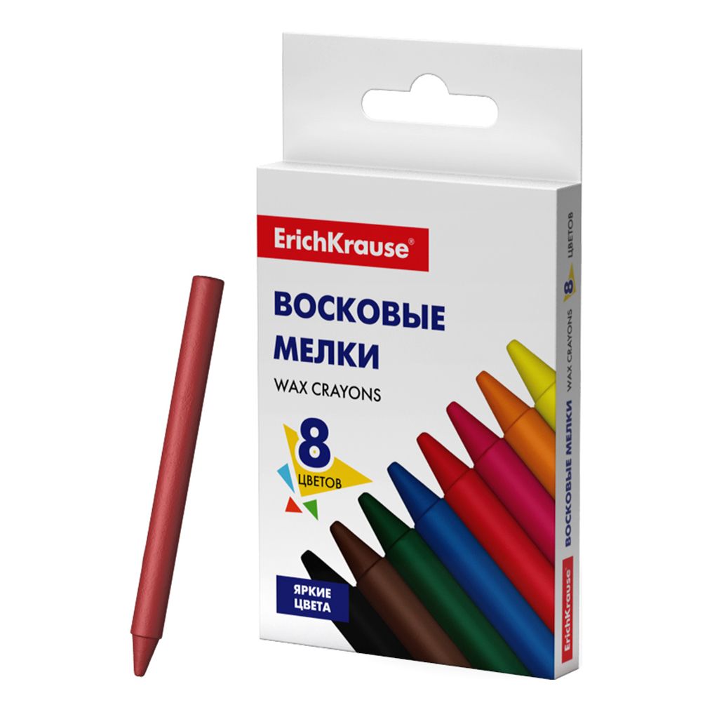 Мелки ErichKrause Basic восковые 8 цветов