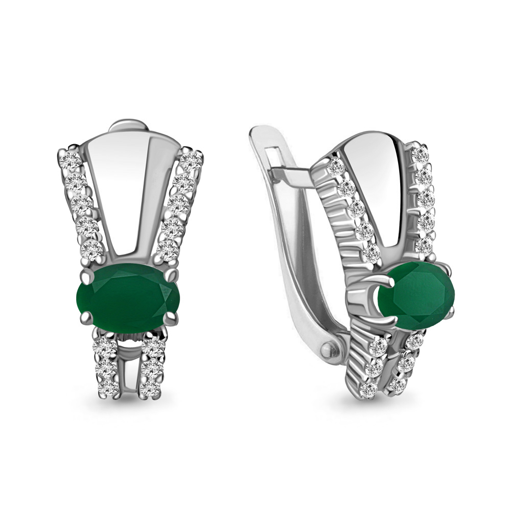 

Серьги из серебра с агатом\фианитом Aquamarine Aquamarine 4780609А_925_р, 4780609А_925_р