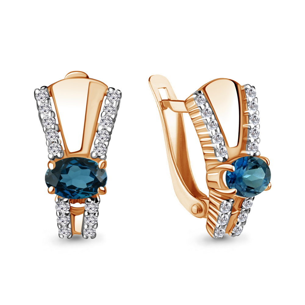 

Серьги из серебра с топазом\фианитом Aquamarine Aquamarine 4780608А_925_з, 4780608А_925_з