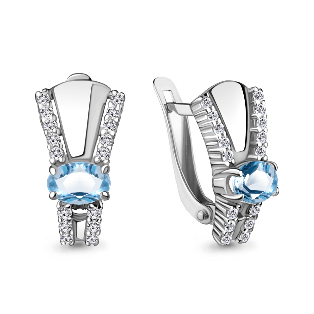 

Серьги из серебра с топазом\фианитом Aquamarine Aquamarine 4780605А_925_р, 4780605А_925_р
