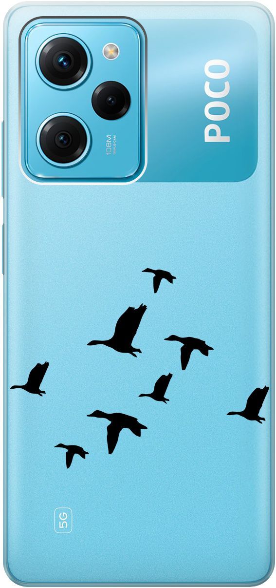 

Чехол на Poco X5 Pro 5G "Flock of Ducks" прозрачный, Прозрачный;черный, 158263