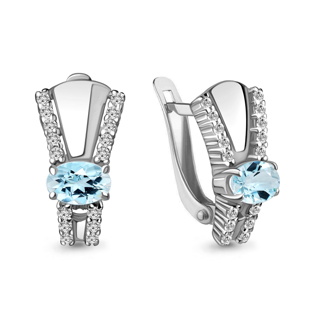 

Серьги из серебра с топазом Aquamarine Aquamarine 4780602А_925_р, 4780602А_925_р