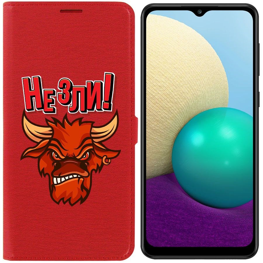 Чехол-книжка Krutoff Eco Book для Samsung Galaxy A02 (A022) Не зли! (красный)