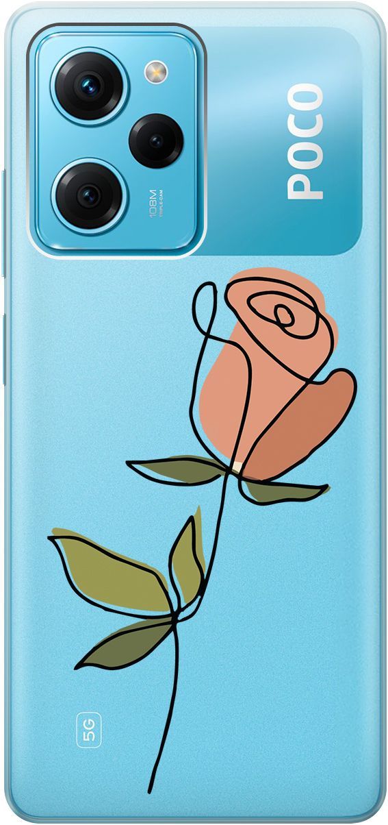 

Чехол на Poco X5 Pro 5G с 3D принтом "Rose" прозрачный, Прозрачный;зеленый, 158262