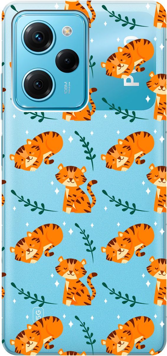 

Чехол на Poco X5 Pro 5G с 3D принтом "Tigers" прозрачный, Прозрачный;бежевый, 158262