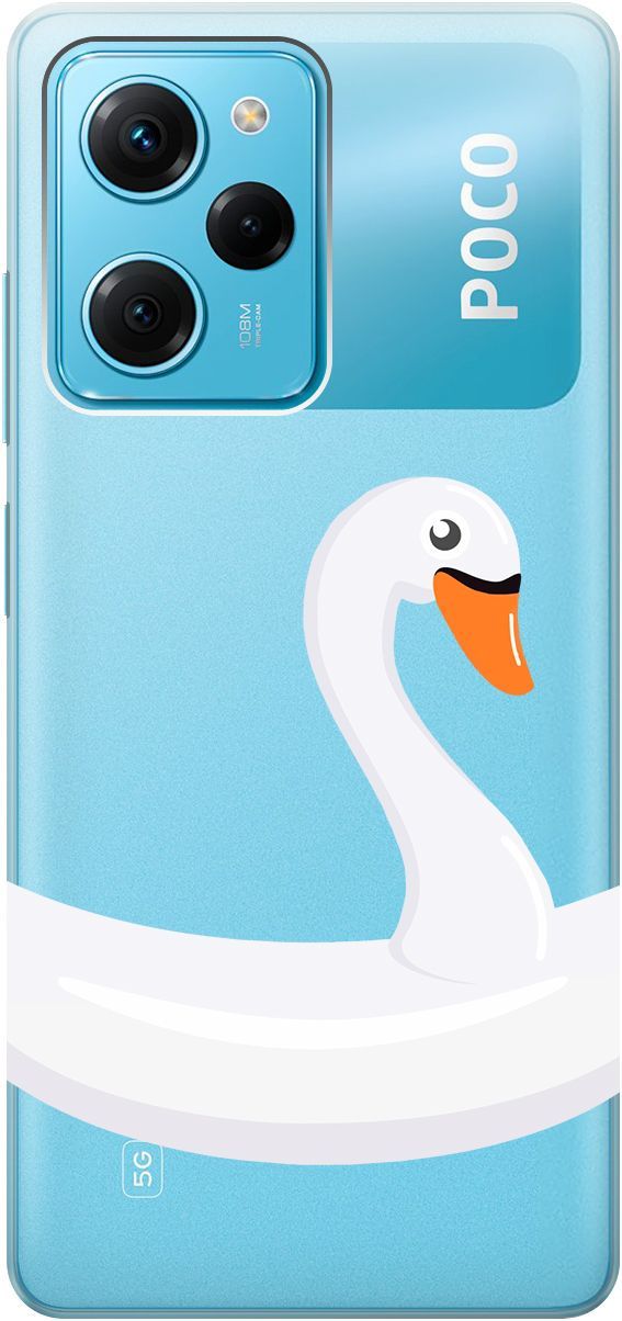 

Чехол на Xiaomi Poco X5 Pro 5G "Swan Swim Ring" прозрачный, Прозрачный;белый, 158262
