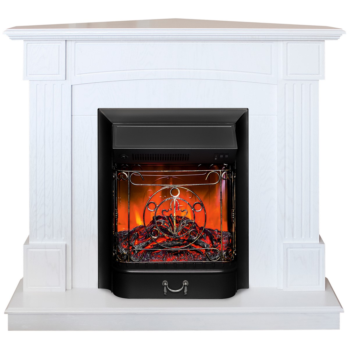 

Электрокамин RealFlame Andrea Coner WT с очагом Majestic Lux Black, Электрокамин Andrea Corner WT с очагом Majestic Lux Black
