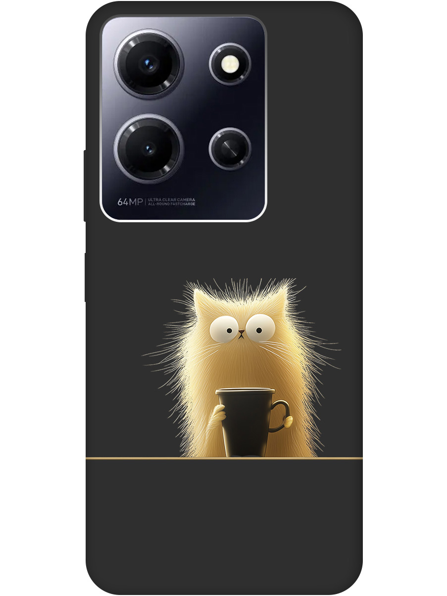 

Силиконовый чехол на Infinix Note 30i с принтом "Котик с кружкой" матовый черный, Золотистый;белый;черный, 772564212
