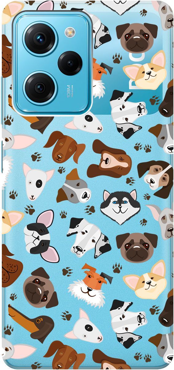 

Чехол на Xiaomi Poco X5 Pro 5G "Dogs Pattern" прозрачный, Прозрачный;коричневый, 158262