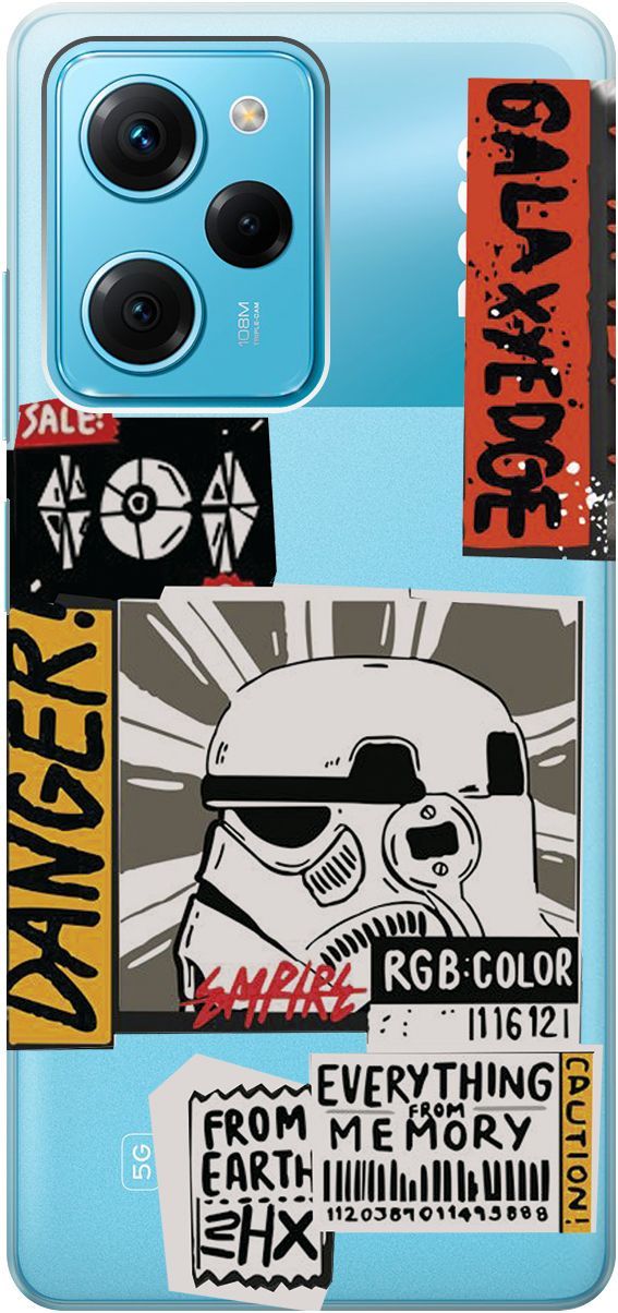 

Чехол на Poco X5 Pro 5G "Stormtrooper Stickers" прозрачный, Прозрачный;белый, 158262