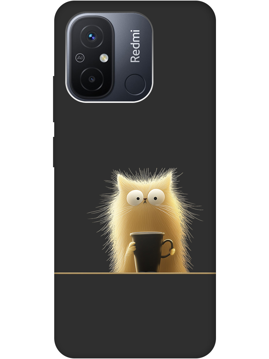

Силиконовый чехол на Xiaomi Redmi 12C с принтом "Котик с кружкой" матовый черный, Золотистый;белый;черный, 766734812