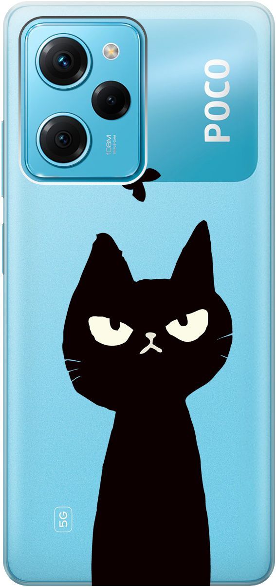 

Чехол на Xiaomi Poco X5 Pro 5G "Disgruntled Cat" прозрачный, Прозрачный;черный, 158262