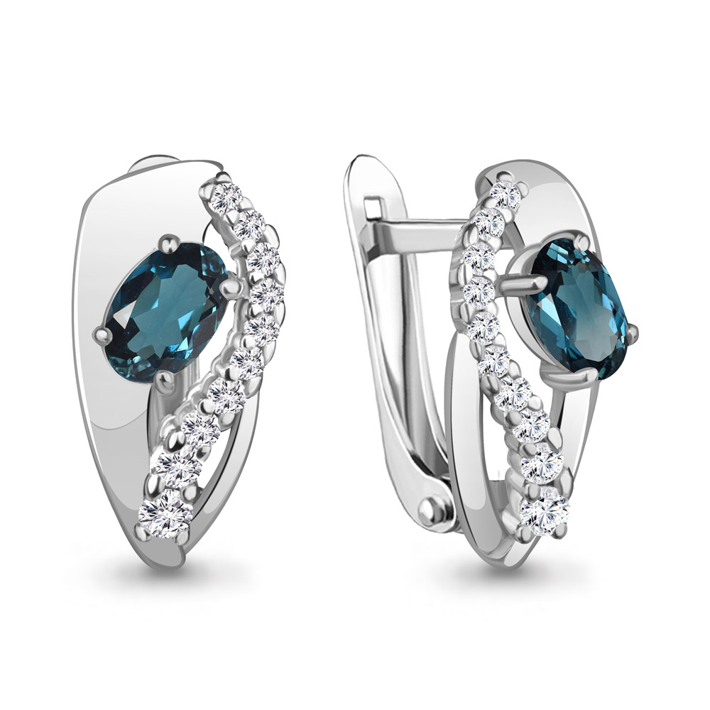

Серьги из серебра с топазом\фианитом Aquamarine Aquamarine 4780208А_925_р, 4780208А_925_р