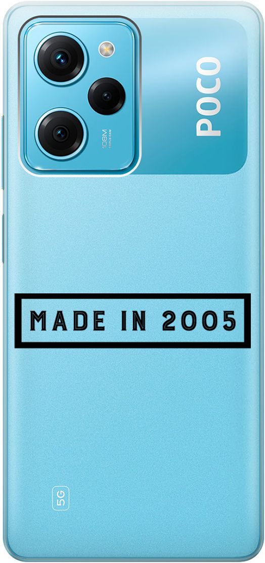 

Чехол на Poco X5 Pro 5G с 3D принтом "2005" прозрачный, Прозрачный;черный, 158262