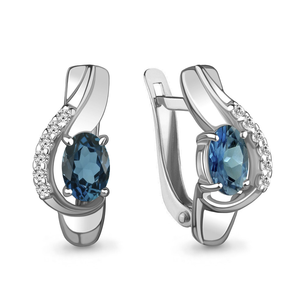 

Серьги из серебра с топазом\фианитом Aquamarine Aquamarine 4780008А_925_р, 4780008А_925_р
