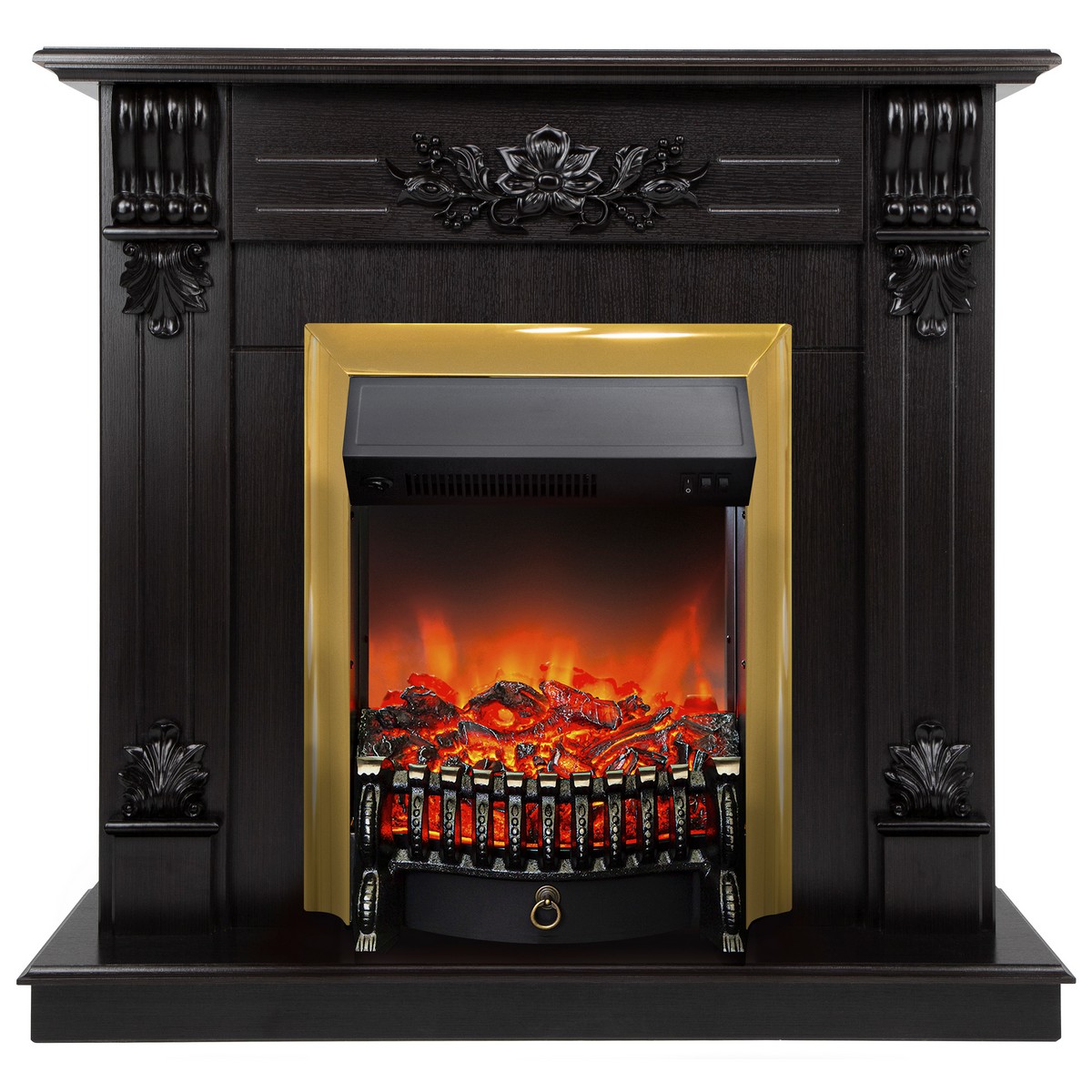 

Электрокамин RealFlame Ottawa DN с Fobos Lux BR S, звук потрескивания дров, Электрокамин Ottawa DN с очагом Fobos Lux Brass