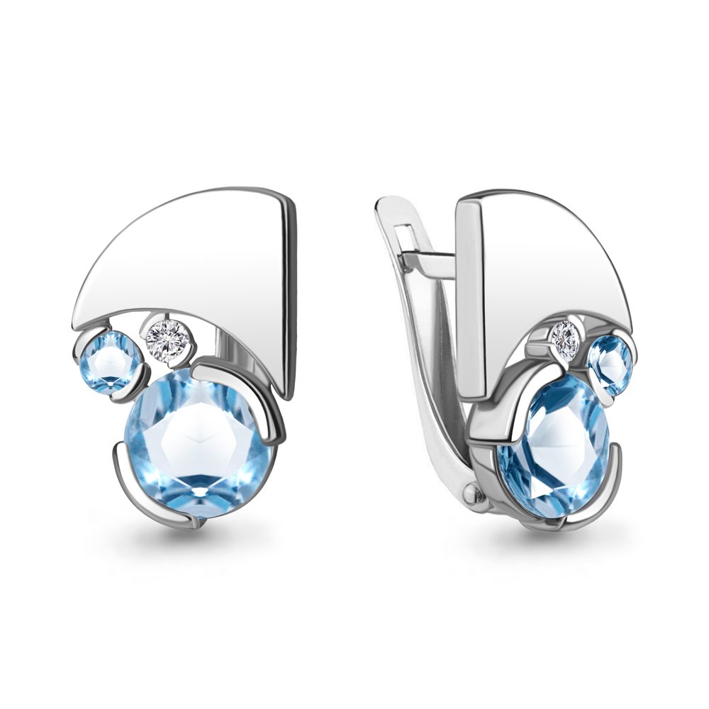 

Серьги из серебра с топазом\фианитом Aquamarine Aquamarine 4779005А_925_р, 4779005А_925_р