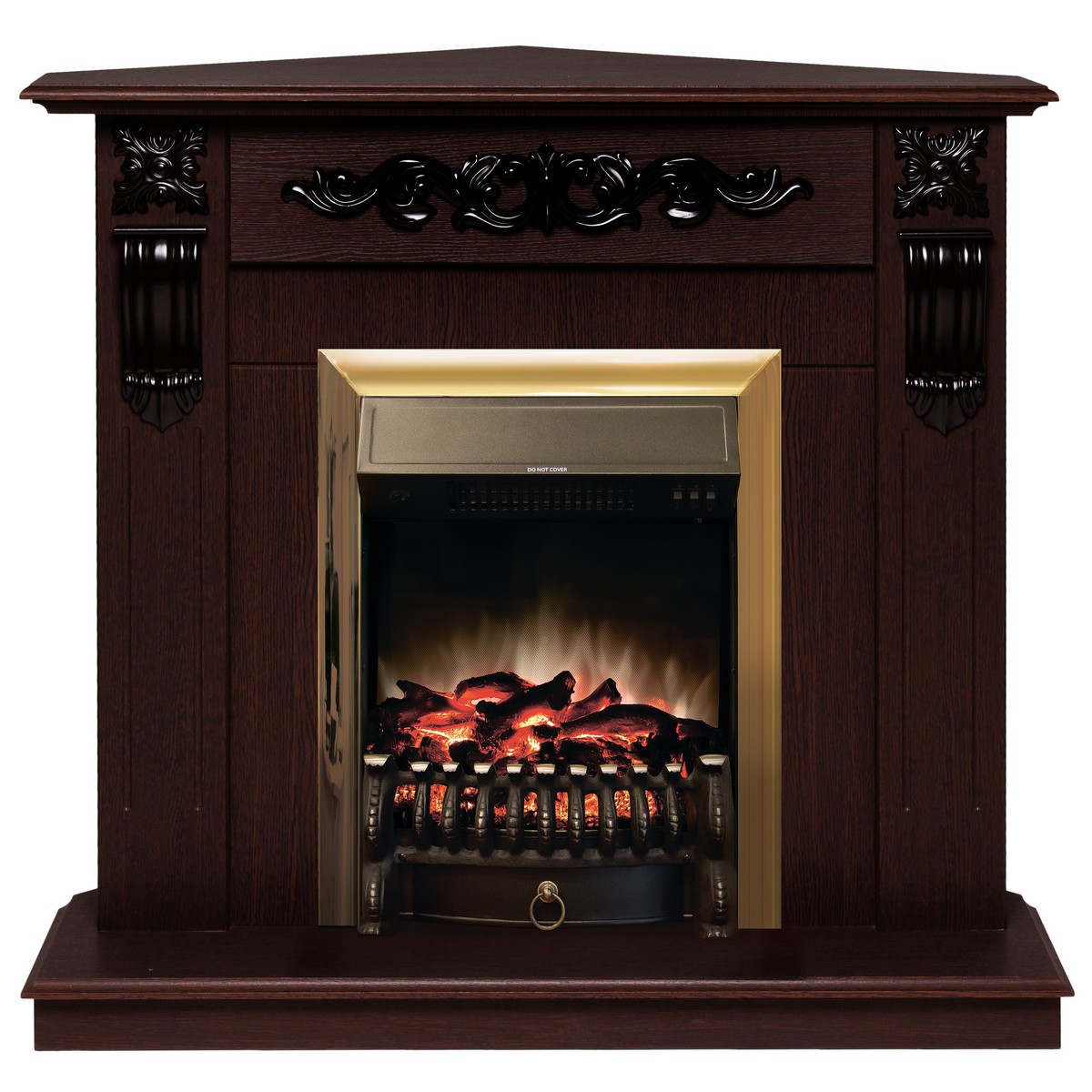 

Электрокамин RealFlame Dominica Coner DN с Fobos Lux BR S, звуковая имитация, Электрокамин Dominica Corner DN с очагом Fobos Lux Brass