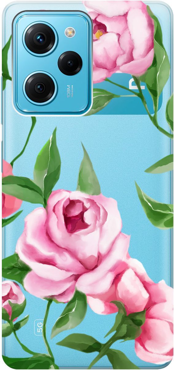 

Чехол на Poco X5 Pro 5G "Amazing Peonies" прозрачный, Прозрачный;розовый, 158262