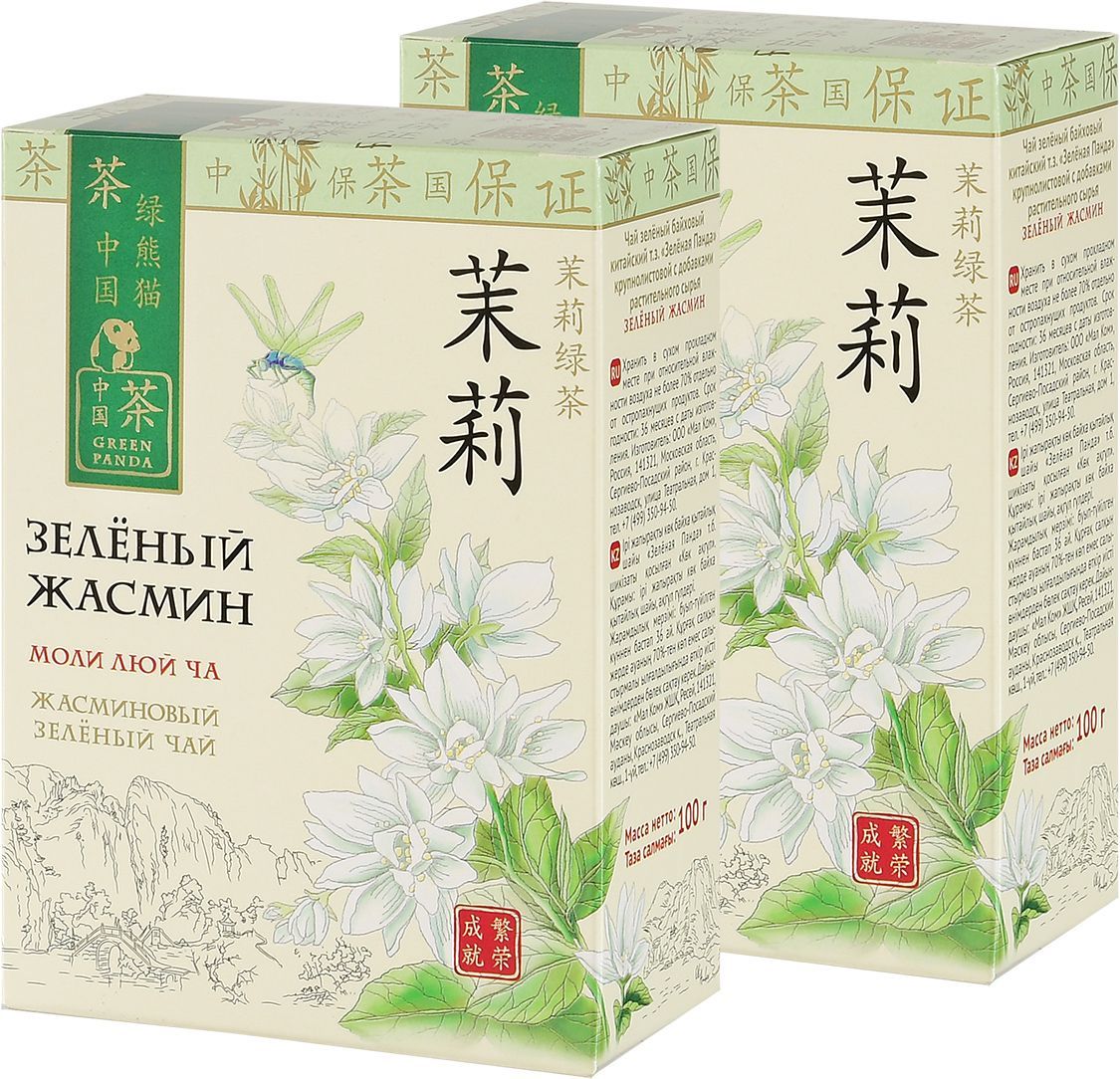 Чай зеленый Зеленая Панда с жасмином, 2 пачки по 100 г