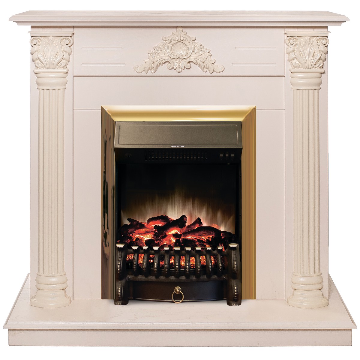 

Электрокамин RealFlame Stefania WT с Fobos s Lux BR, очаг со звуком, Электрокамин Stefania WT-F612 с очагом Fobos Lux Brass