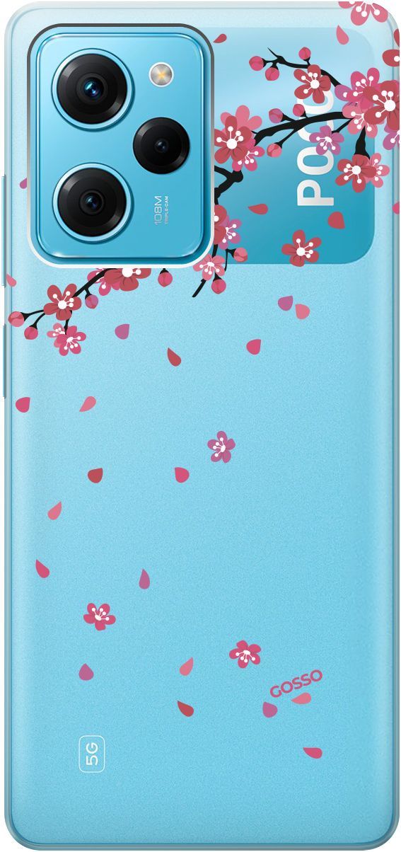 

Чехол на Poco X5 Pro 5G с 3D принтом "Sakura" прозрачный, Прозрачный;коричневый, 158261