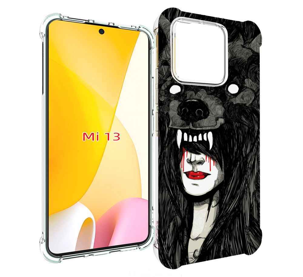 

Чехол MyPads девушка в шкуре волка женский для Xiaomi 13, Прозрачный, Tocco