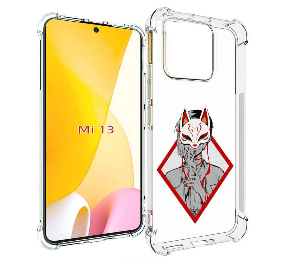 Чехол MyPads девушка в маске япония для Xiaomi 13, Прозрачный, Tocco