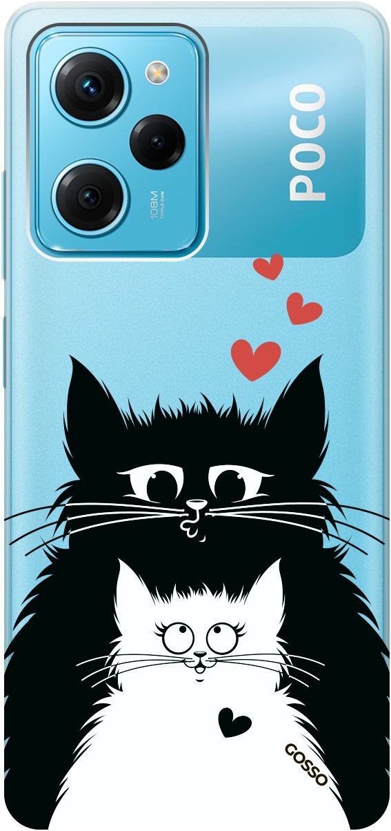 

Чехол на Xiaomi Poco X5 Pro 5G "Cats in Love" прозрачный, Прозрачный;белый, 158261