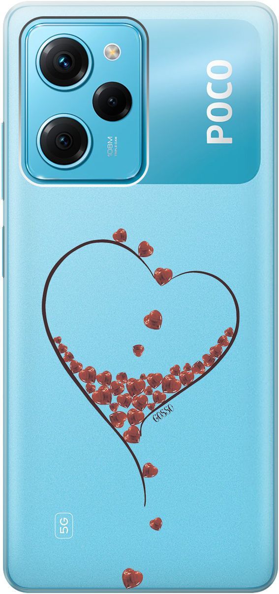 

Чехол на Poco X5 Pro 5G "Little hearts" прозрачный, Прозрачный;черный, 158261