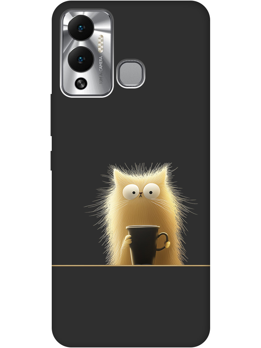 

Силиконовый чехол на Infinix Hot 12 Play NFC с принтом "Котик с кружкой" матовый черный, Золотистый;белый;черный, 743694412