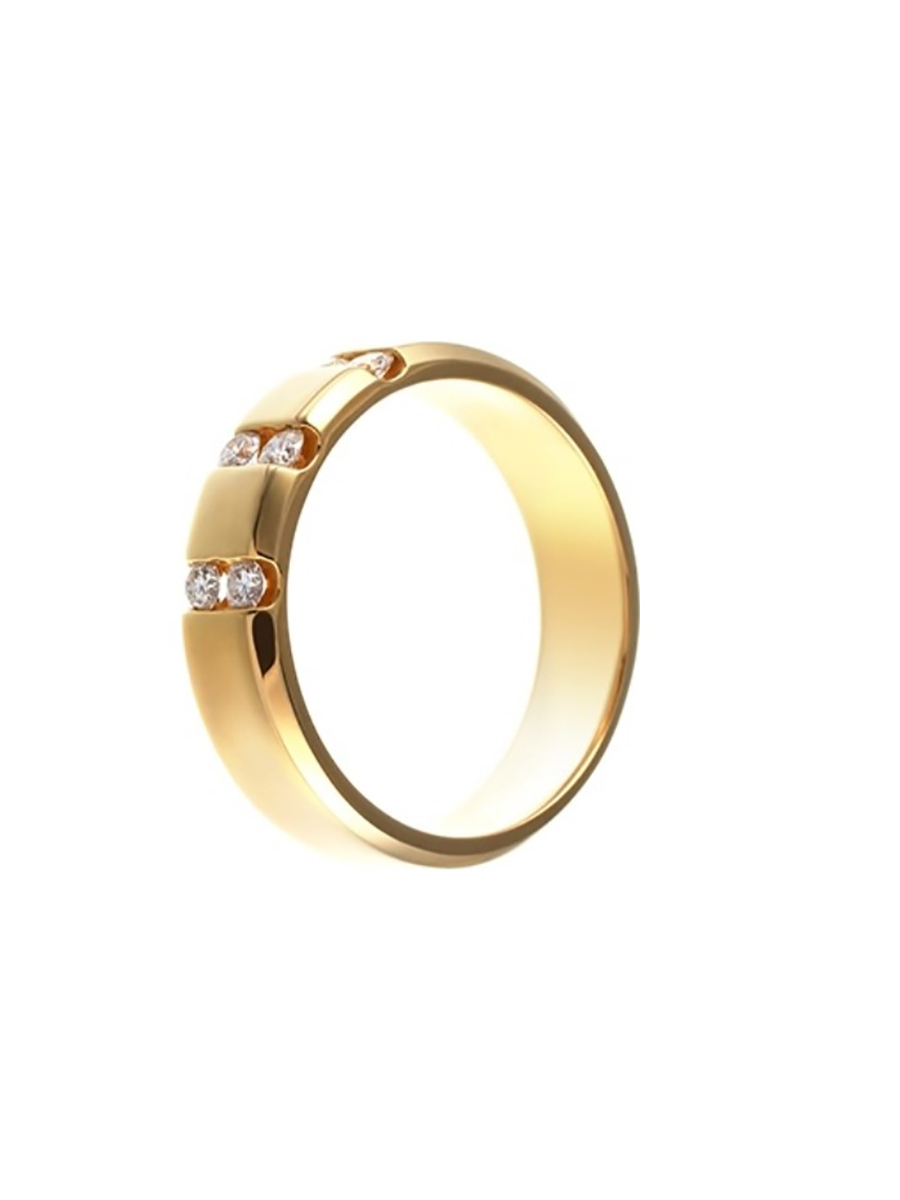 Кольцо обручальное из желтого золота р. 14 Джей Ви AAR6635_KO_YG, бриллиант