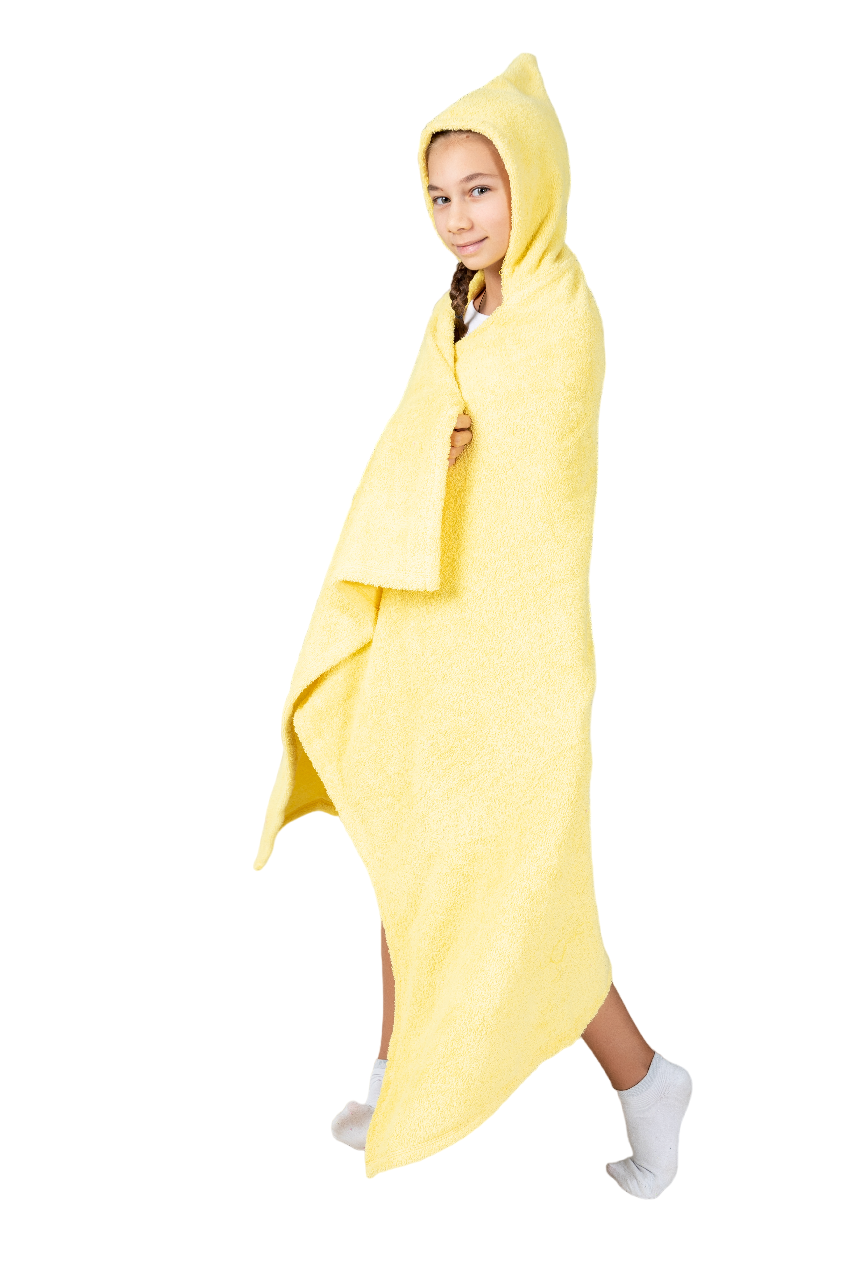 Полотенце махровое с капюшоном,размер XL 100*155 см, цв. желтый полотенце махровое milano размер 100х150 см холодный серый