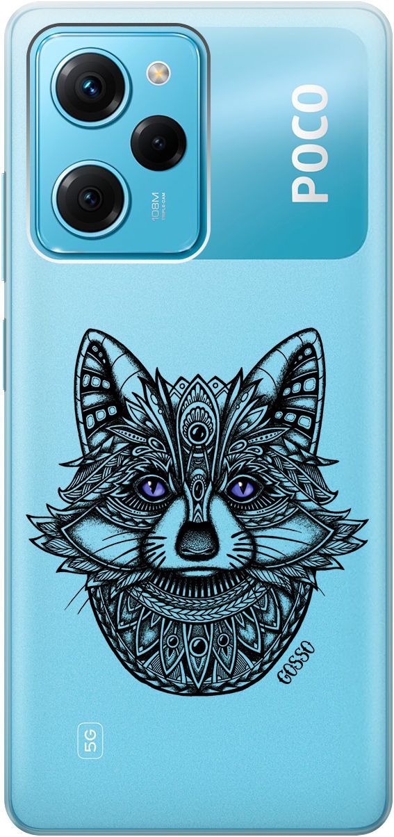 

Чехол на Xiaomi Poco X5 Pro 5G "Grand Raccoon" прозрачный, Прозрачный;синий, 158261