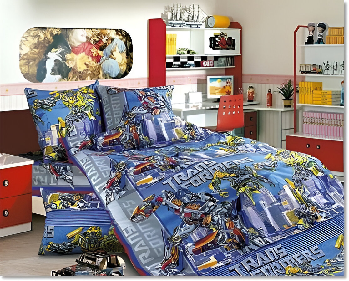 

Пододеяльник Maktex из бязи 145х215 Автоботы, Синий