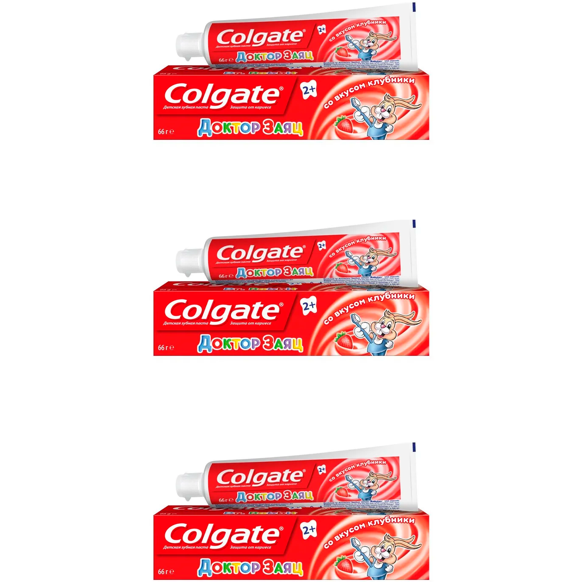 Зубная паста детская Colgate Доктор заяц вкус клубники, 50 мл, 3 шт