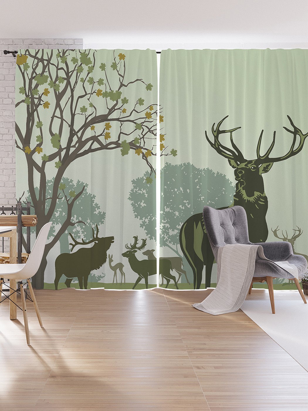 

Шторы под лён JoyArty "Оленья родня", серия Oxford DeLux, 340х265 см, Оленья родня