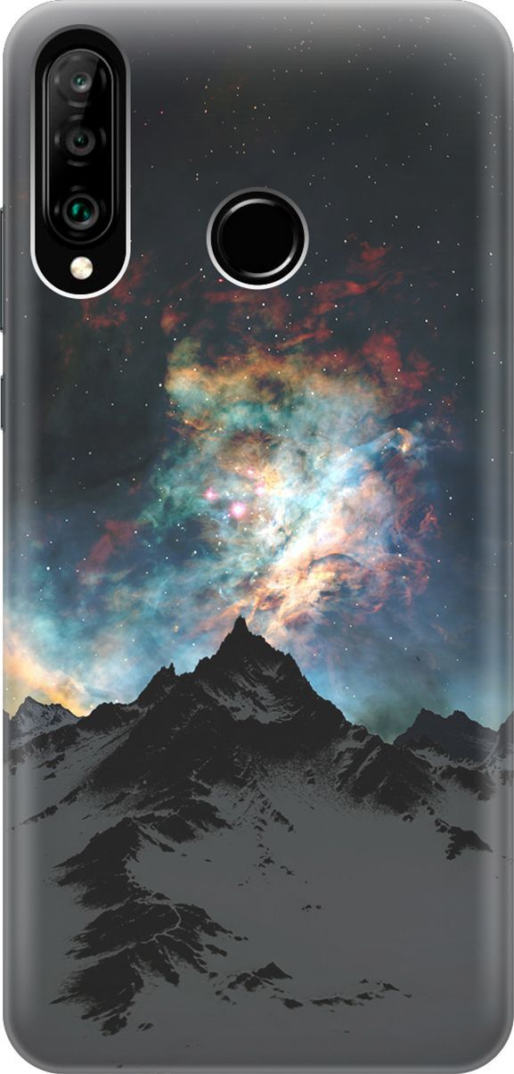 

Чехол на Honor 20 Lite/20s/Huawei P30 Lite "Горы и звезды", Синий;черный, 177