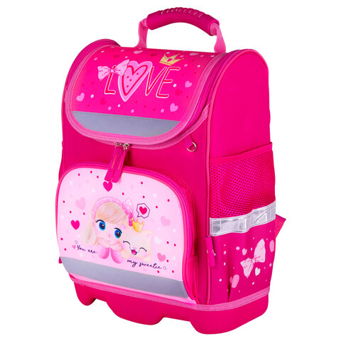 

Ранец Юнландия WISE для начальной школы Lovely friends, 37x29х15 см, 270587 розовый
